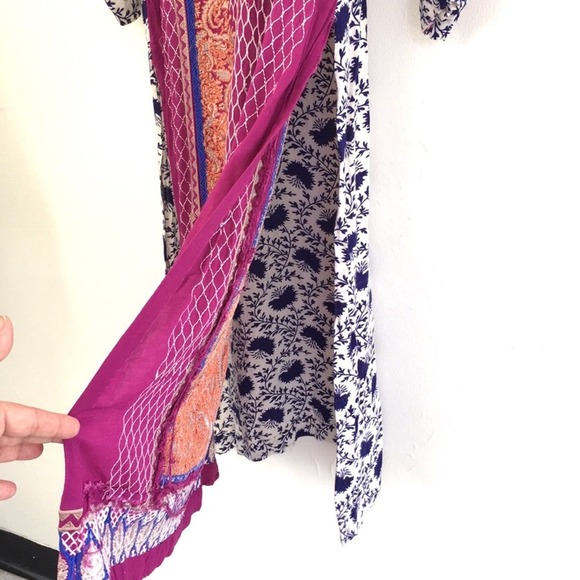 Boho Vintage maxi tunic side slits signs of wear dress or maxi top coverup top - Picture 5 of 9